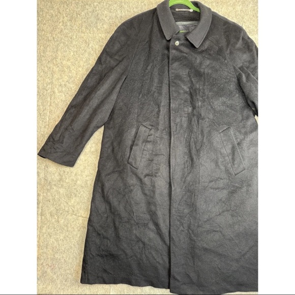 Vintage Steinbock Trench Coat Men Size 64 Black Wool Long Sleeve Vented Collared - Picture 2 of 10